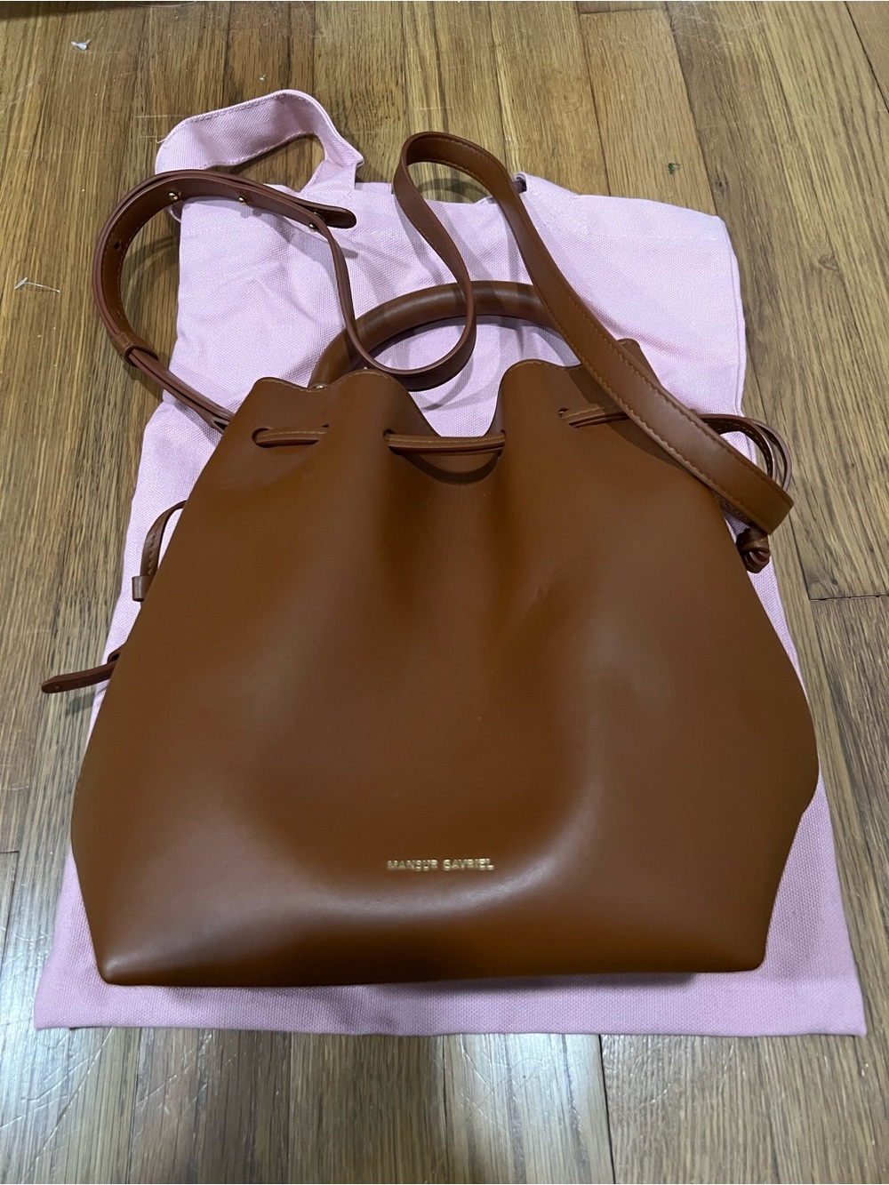 Mansur Gavriel Leather Drawstring Bucket Bag